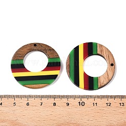 Pendentifs en résine époxy de couleur jamaïcaine et bois de noyer&nbsp;RESI-N039-122U