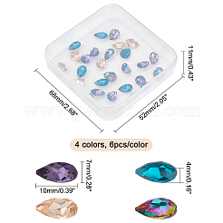 24 cabochon di strass in vetro k4 a forma di goccia sfaccettata&nbsp;RGLA-CA0001-04
