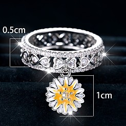 Fingerringe aus Messing mit Mikropavé-Kubikzirkonia für Damen&nbsp;WG2A388-01
