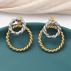 Pendientes de botón con aro trenzado de acero inoxidable 304&nbsp;EJEW-K268-57G