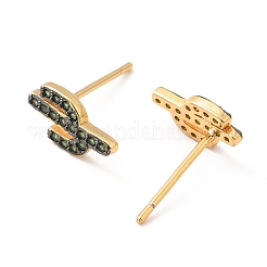Orecchini a bottone cactus verdi con zirconi cubici&nbsp;EJEW-F281-10G