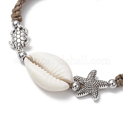 Bracciali da donna con perline intrecciate con conchiglia di ciprea naturale&nbsp;BJEW-JB11765-02