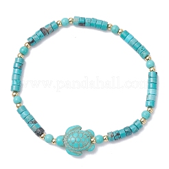 2 bracciale elastico con perline di turchese sintetico tinto e magnesite naturale per donna&nbsp;BJEW-JB13217