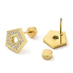 Orecchini a bottone in acciaio inossidabile 304 con strass&nbsp;EJEW-G364-12G