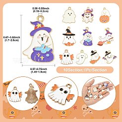10pcs 10 Arten Halloween-Thema-Legierungs-Emaille-Anhänger&nbsp;ENAM-FS0003-86