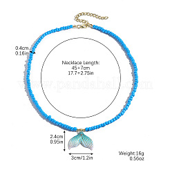 Colliers de perles de verre avec pendentif coquillage naturel pour femme&nbsp;FS-WGEF253-14