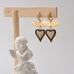 Orecchini a cerchio pendenti con cuore in zirconi chiari&nbsp;EJEW-JE05081