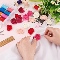 18 applique en coton crochetée à la main en forme de cœur&nbsp;AJEW-FG0002-47