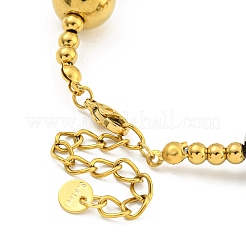 Bracelets à perles rondes en acier inoxydable 304 et 201 pour femmes&nbsp;BJEW-G717-03C-GP