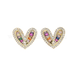 Aretes de latón con micro pavé de circonio cúbico para mujer&nbsp;EJEW-F352-04G