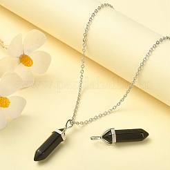 2 Stück natürliche Obsidian-Doppelend-Anhänger&nbsp;G-YW0002-04