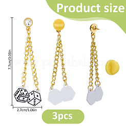 3 broche en alliage micro-pavé de zircone cubique transparente&nbsp;JEWB-FH0003-25B