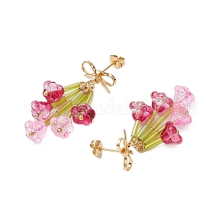 Boucles d'oreilles pendantes en forme de fleur avec perles de verre&nbsp;EJEW-TA00595