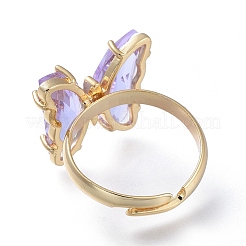 Einstellbare Fingerringe aus Messingglas&nbsp;RJEW-P148-A01-07