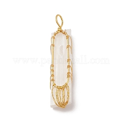 Gros pendentifs en sélénite naturelle enveloppés de fil de cuivre&nbsp;KK-E086-01G