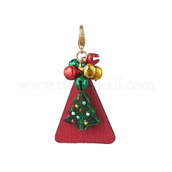 Décorations suspendues triangulaires en verre et bois pour sapin de Noël&nbsp;HJEW-JM04345