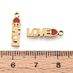 Anhänger aus Edelstahl 304 und Emaille mit dem Wort „Love“&nbsp;STAS-T073-20G