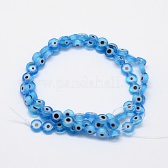 Handmade bösen Blick lampwork flache runde Perle Stränge&nbsp;LAMP-L058-10mm-09