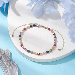 Pulseras de cuentas trenzadas de amatista natural facetada redonda de 3 mm&nbsp;BJEW-JB10596