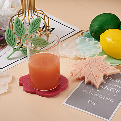 8 Stück 8 Stile Blumen- und Blatt-DIY-Silikonformen für Tassenmatten&nbsp;DIY-FW0001-25