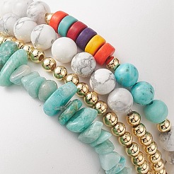 Set di 4 pz 4 pietre preziose miste naturali e sintetiche in stile e braccialetti elasticizzati con perline heishi&nbsp;BJEW-JB09922