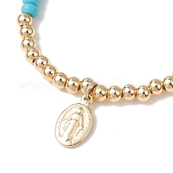 2 pz braccialetti elastici con perline sintetiche turchesi&nbsp;BJEW-JB13415-03