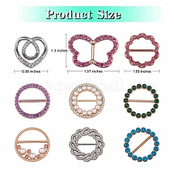 9 stücke 9 stil legierung strass schnallen&nbsp;DIY-SZ0008-58