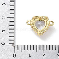 Breloques de connexion en laiton serties de micro-pavés de zircone cubique et de cœurs en verre&nbsp;KK-L268-017G