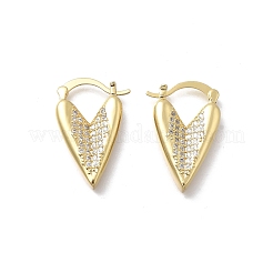 Orecchini a cerchio a forma di cuore in ottone micro pavé di zirconi cubici trasparenti&nbsp;EJEW-K318-03G