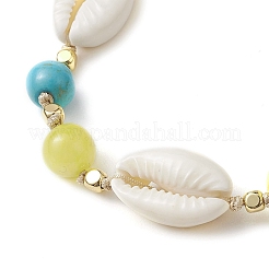 8 mm runde geflochtene Perlenarmbänder aus synthetischem Türkis und natürlicher Mashan-Jade&nbsp;BJEW-JB10376