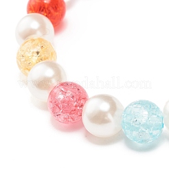 Bonbonfarbenes rundes elastisches Perlenarmband mit Emaille-Anhänger für Kinder&nbsp;BJEW-JB07637