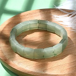 Bracelets extensibles en perles carrées d'aventurine verte naturelle pour femmes et hommes&nbsp;BJEW-C097-06O