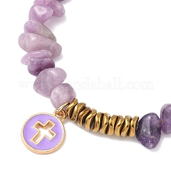 Braccialetti con perline in ametista naturale e ematite sintetica non magnetica galvanizzata&nbsp;BJEW-JB12342-03