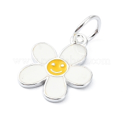 925 breloques fleur visage souriant émaillé en argent sterling&nbsp;STER-M119-06E-S