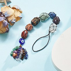 Decorazioni pendenti tascabili con pietre preziose naturali da 7 chakra&nbsp;HJEW-JM01049-01