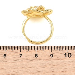 Anillo brazalete de latón con microengaste de circonitas cúbicas y esmalte en forma de flor.&nbsp;KK-CBAC351-06G-04