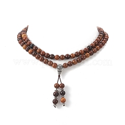 Collier pendentif gland gourde en alliage avec des chaînes de perles de bois pour les femmes&nbsp;NJEW-JN04181