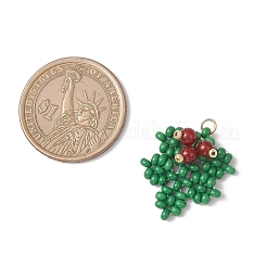 Weihnachtliche handgemachte Glasperlen-Anhänger mit Ilex-Aquifolium-Blatt&nbsp;PALLOY-MZ00849