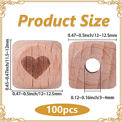 100 perlina in legno di faggio incisa&nbsp;WOOD-PA0001-86B