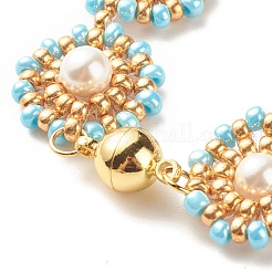 Bracciale a maglie di fiori di perle conchiglia&nbsp;BJEW-JB08084-02