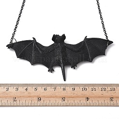 Gummi-Fledermaus-Anhänger-Legierung Kabelkette Halsketten für Halloween&nbsp;NJEW-H075-01EB