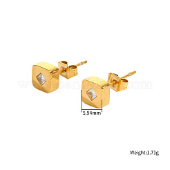 Pendientes de acero inoxidable 304 y circonita cúbica transparente&nbsp;WGB6216-02