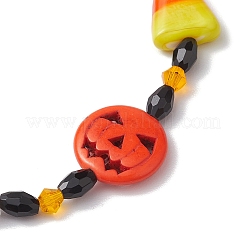 Halloween gefärbte synthetische türkise und Glasperlen-Stretcharmbänder&nbsp;BJEW-JB10602