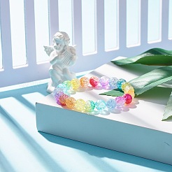 Regenbogen-Acryl-Stretcharmband mit runden Perlen für Frauen&nbsp;BJEW-JB07555