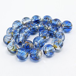 Handgefertigte Silberfolie Glas Murano runde Perlen Stränge&nbsp;FOIL-L008-01A