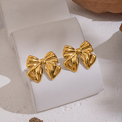 Boucles d'oreilles à tige en acier inoxydable 304 avec nœud papillon&nbsp;ON6549