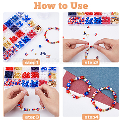 Pulsera elástica de cuentas acrílicas del Día de la Independencia con dijes de esmalte de aleación&nbsp;DIY-FH0006-72