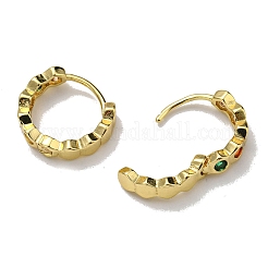 Orecchini a cerchio in ottone placcato a cremagliera con zirconi&nbsp;EJEW-D063-11G