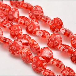 Millefiori mano fili perle cuore di vetro&nbsp;LK-P017-M