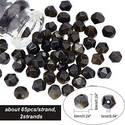 2 filo di perline di ossidiana naturale con lucentezza dorata&nbsp;G-NB0003-50